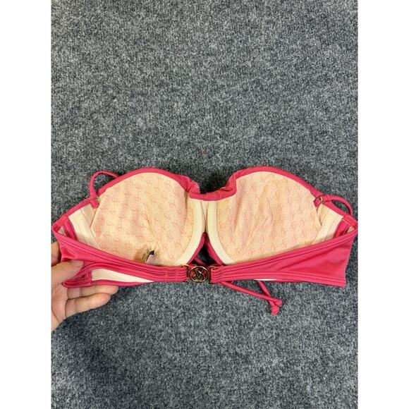 Victoria's Secret Women's Bikini Top Hot Pink Jeweled Size 36D - Picture 4 of 6